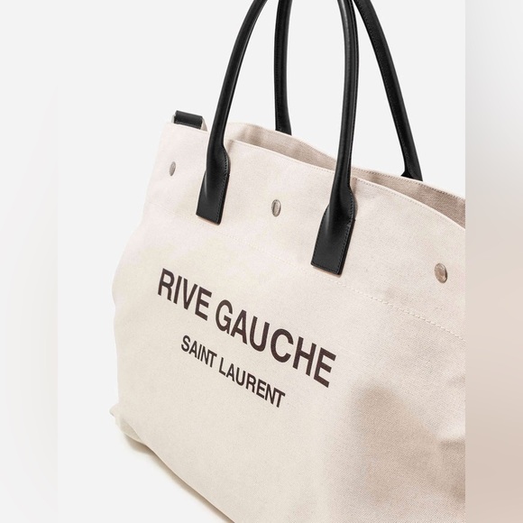 Saint Laurent Rive Gauche Maxi Natural Linen Tote Bag! - Picture 3 of 5